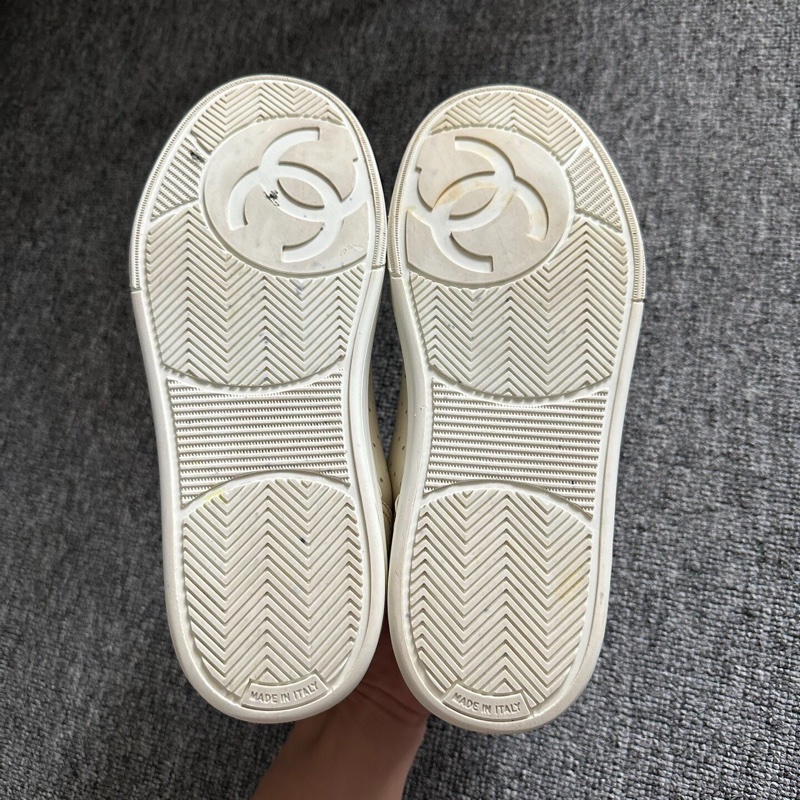 Chanel香奈兒Low-Top時尚板鞋 白黃色 35碼-8