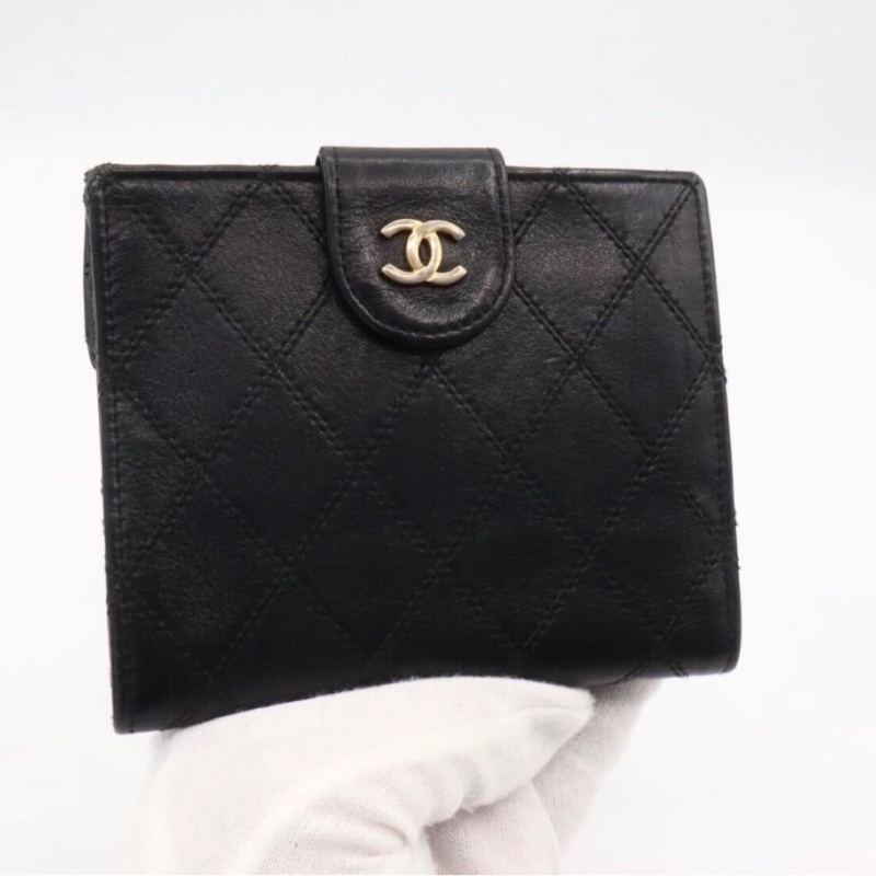 Chanel香奈兒雙面LOGO小羊皮短夾-4