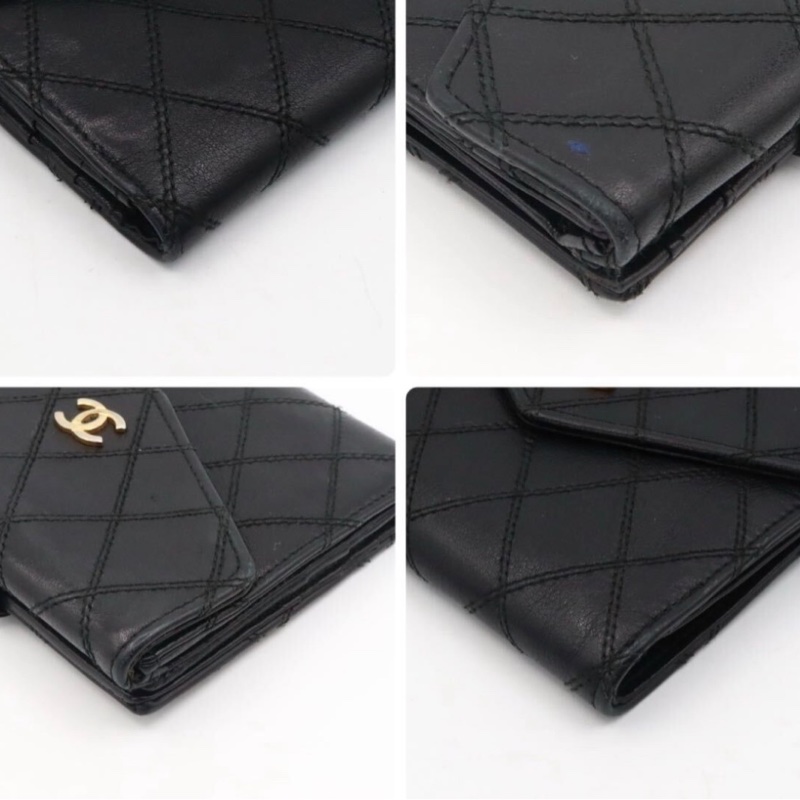 Chanel香奈兒雙面LOGO小羊皮短夾-7