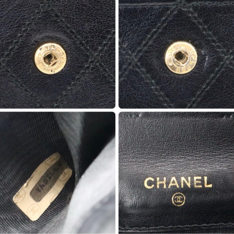 Chanel香奈兒雙面LOGO小羊皮短夾-8