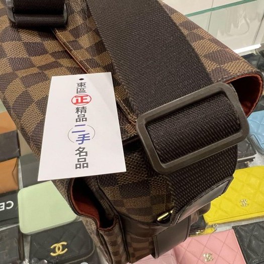 東區正精品㊣LV N45255 咖啡色棋盤格拉鍊上開包斜背包肩背包 RZ4384-6