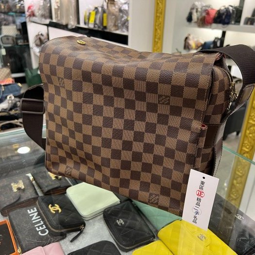 東區正精品㊣LV N45255 咖啡色棋盤格拉鍊上開包斜背包肩背包 RZ4384-7