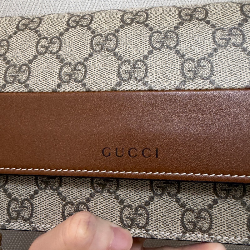 Gucci PVC咖牛皮銀釦斜背WOC-1
