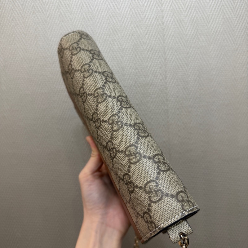 Gucci PVC咖牛皮銀釦斜背WOC-4