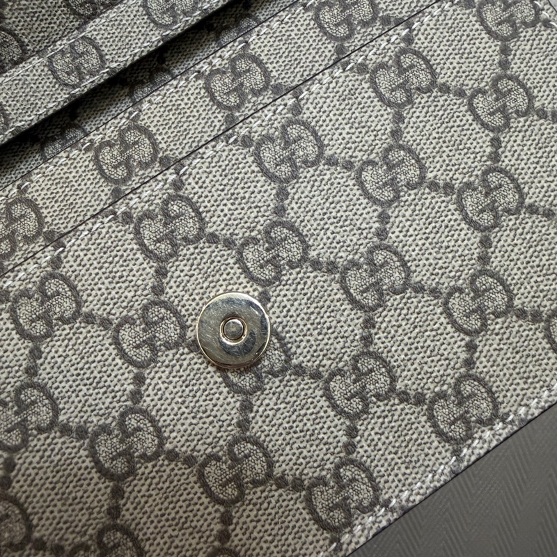 Gucci PVC咖牛皮銀釦斜背WOC-11