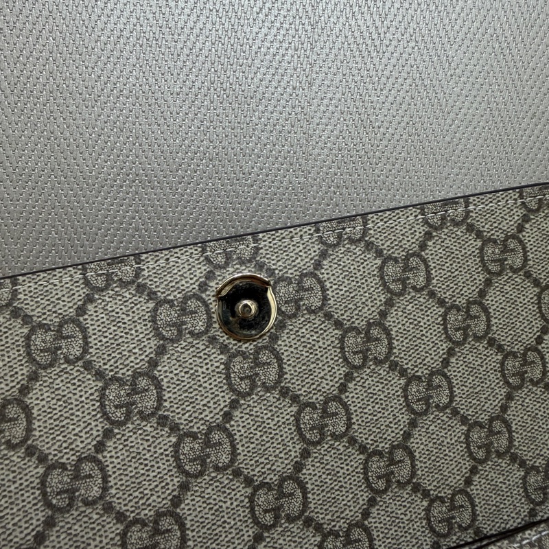 Gucci PVC咖牛皮銀釦斜背WOC-12