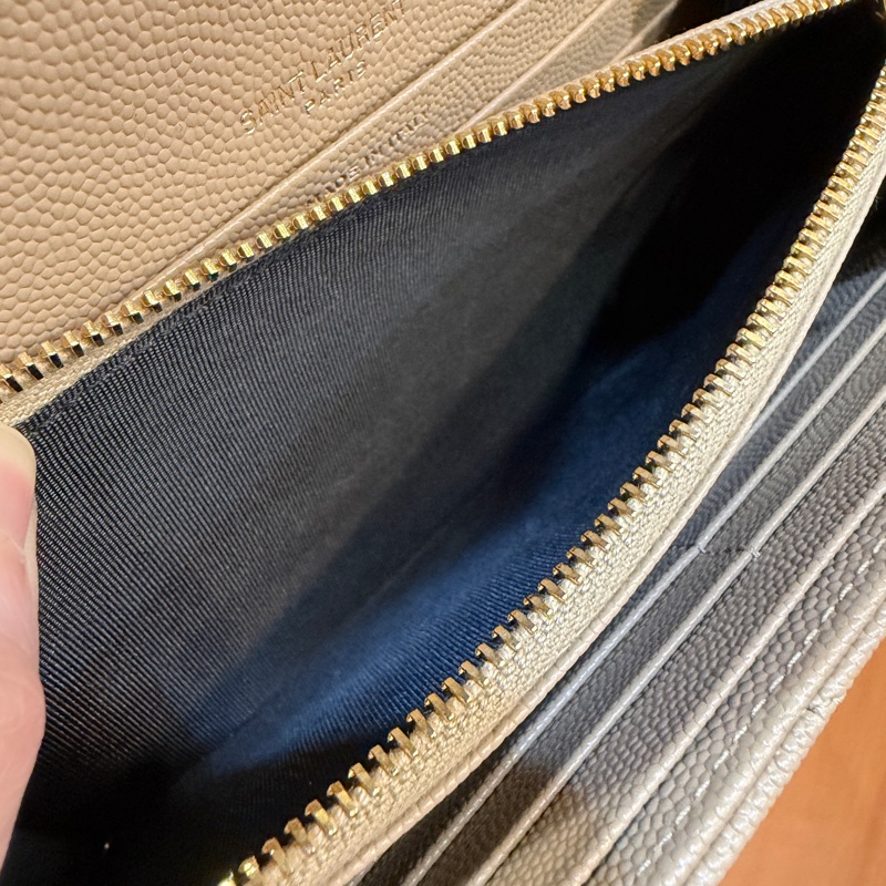 YSL 深米色魚子醬牛皮下蓋12卡長夾-13