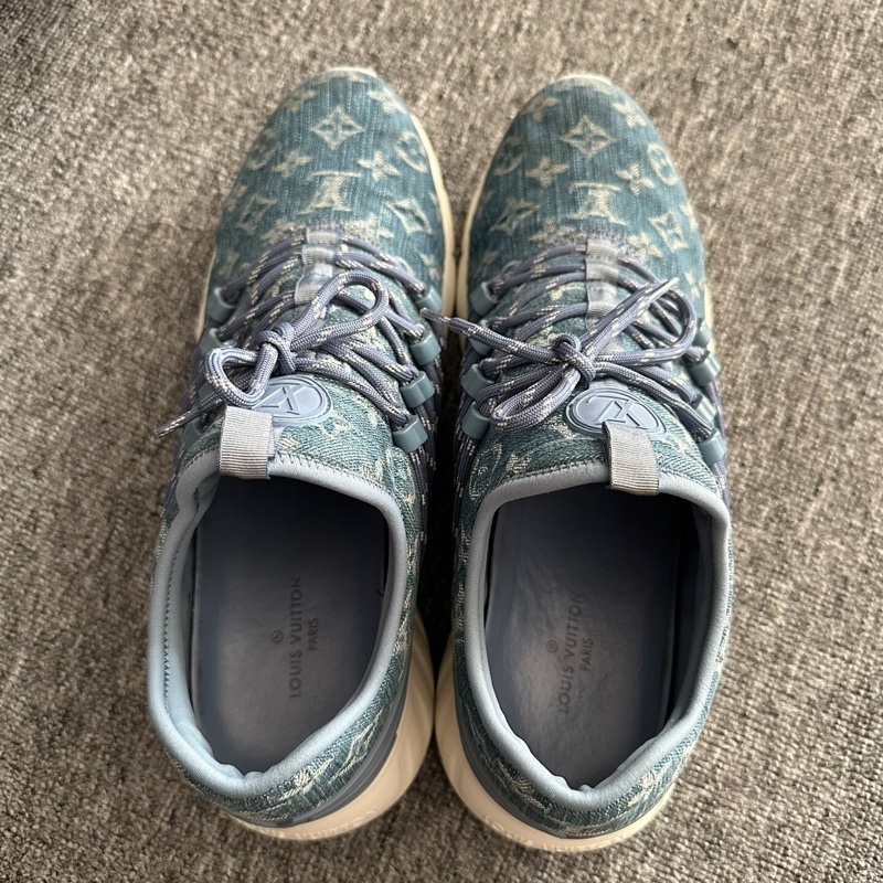 LOUIS VUITTON Fastlane牛仔藍滿印休閒鞋 44碼-2