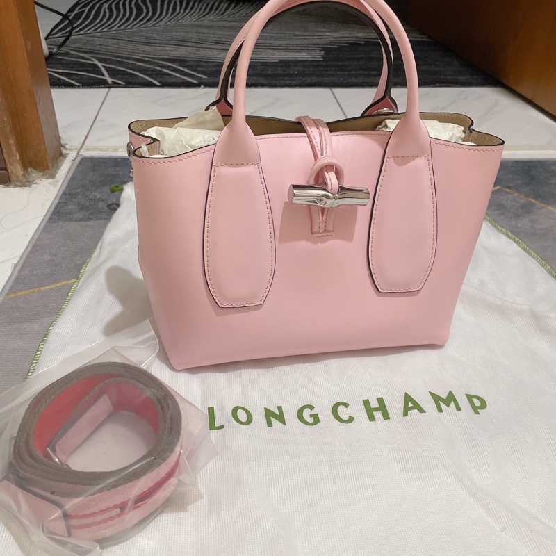 Longchamp roseau 櫻花粉S號竹節包-0