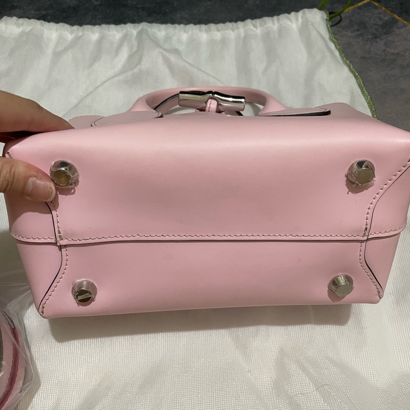 Longchamp roseau 櫻花粉S號竹節包-7