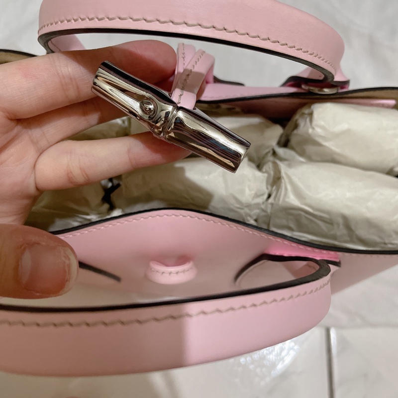 Longchamp roseau 櫻花粉S號竹節包-9
