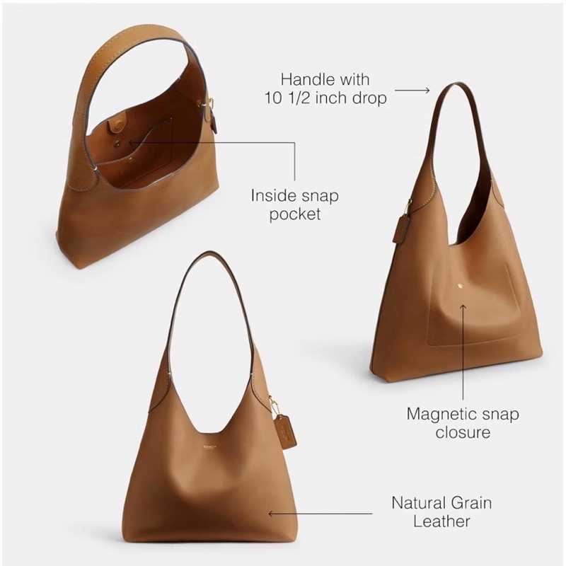 Coach Brooklyn hobo 28皮革蜂蜜棕黃色-4