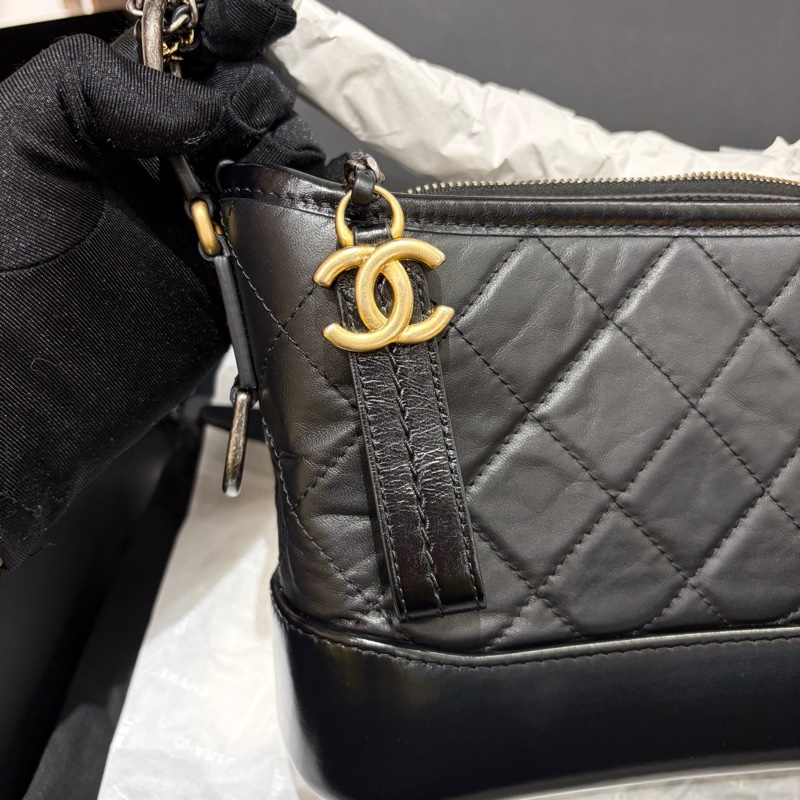 全新 Chanel香奈兒黑金小號流浪包芯片款-1