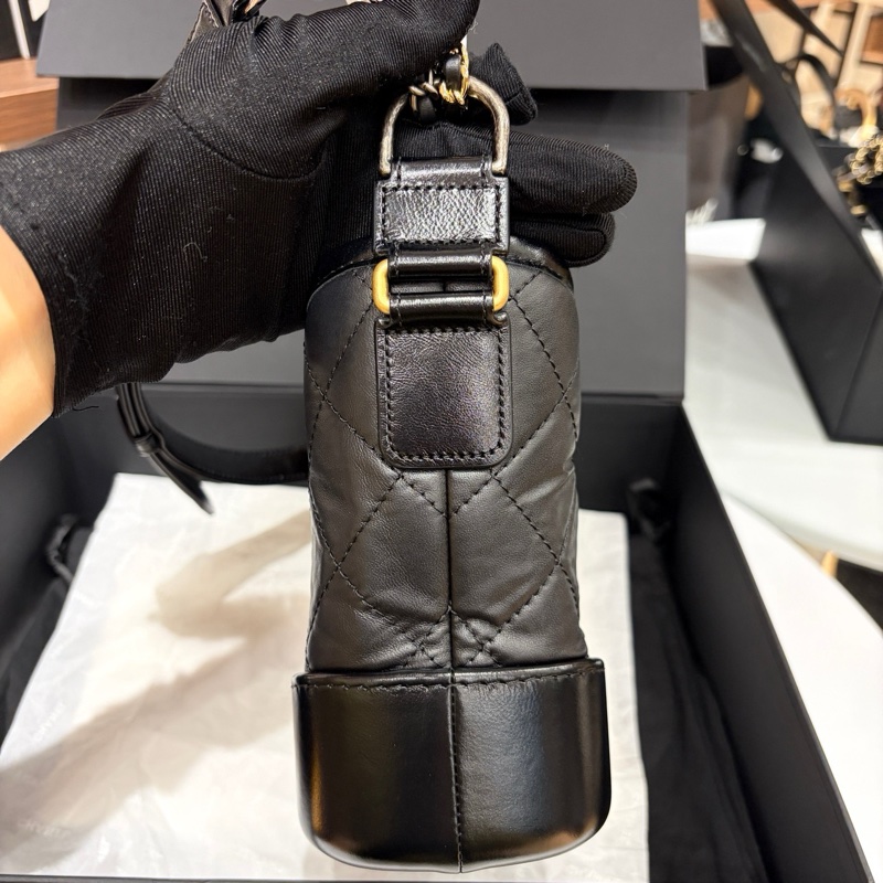 全新 Chanel香奈兒黑金小號流浪包芯片款-5