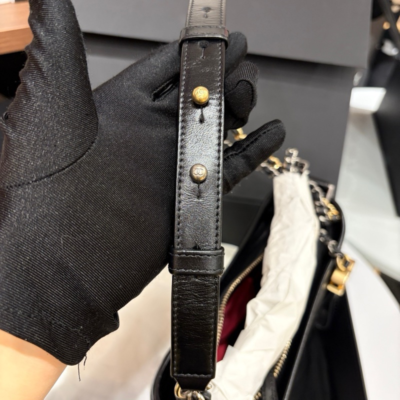 全新 Chanel香奈兒黑金小號流浪包芯片款-6