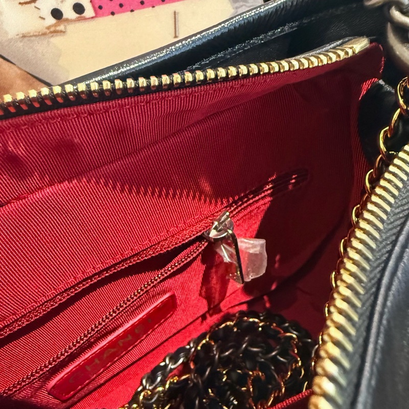 全新 Chanel香奈兒黑金小號流浪包芯片款-16