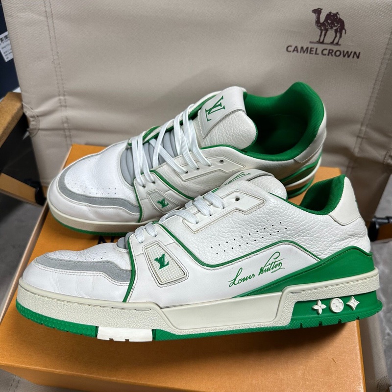 LOUIS VUITTON路易威登 Trainer #54後跟板鞋  白綠 43碼-0