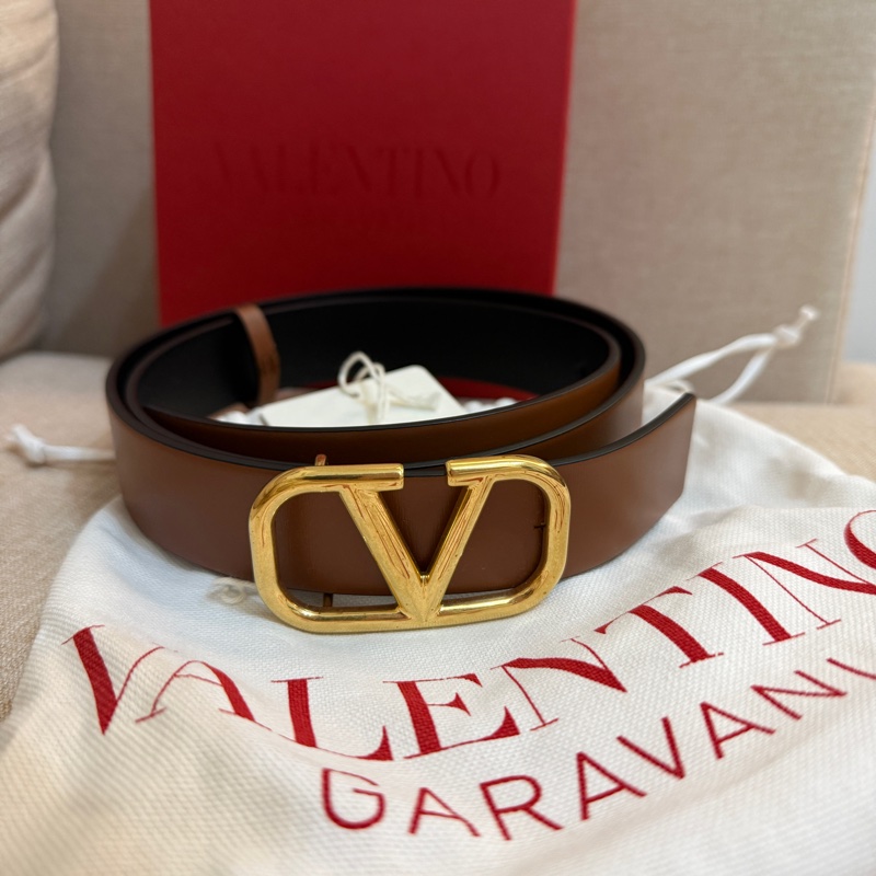 全新VALENTINO棕色女裝真皮腰帶-0