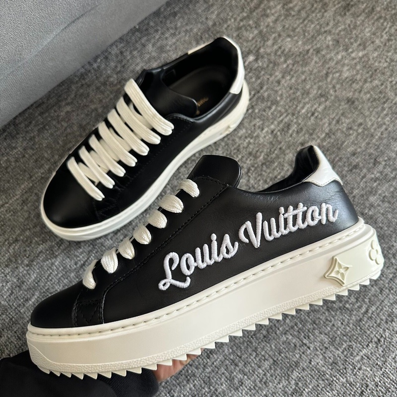 Louis Vuitton路易威登 timeout厚底松糕鞋黑白刺繡 37碼-0