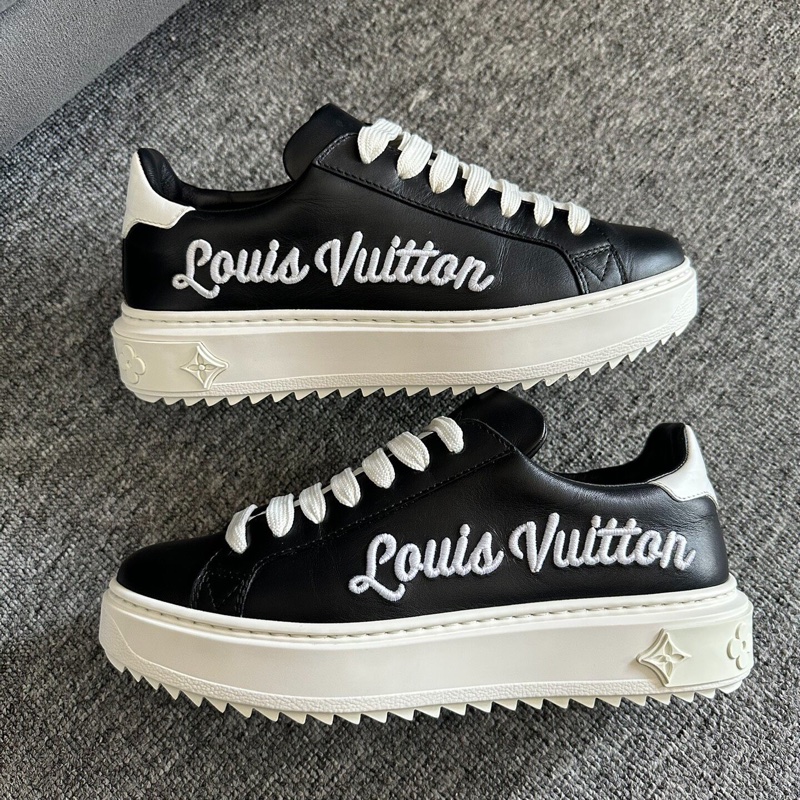 Louis Vuitton路易威登 timeout厚底松糕鞋黑白刺繡 37碼-1