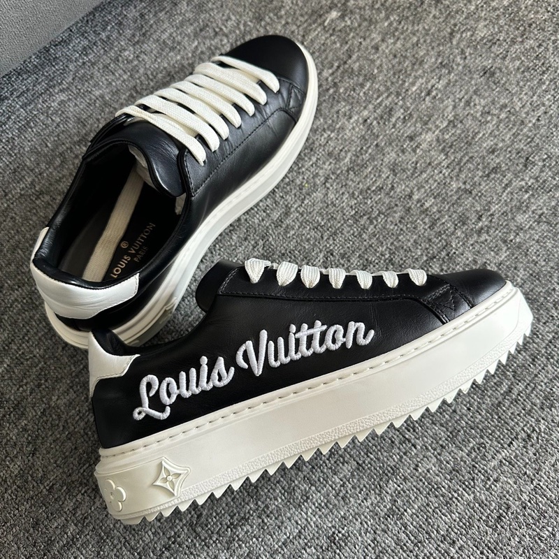 Louis Vuitton路易威登 timeout厚底松糕鞋黑白刺繡 37碼-7
