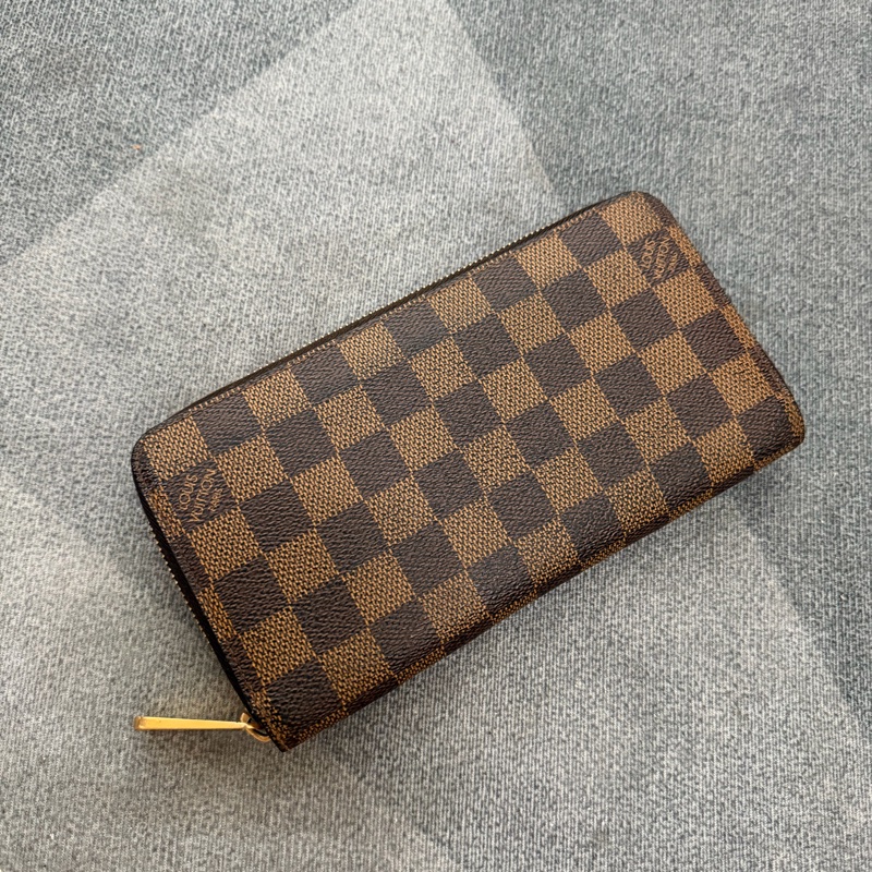 Lv經典棋盤格對開拉鍊長夾-0