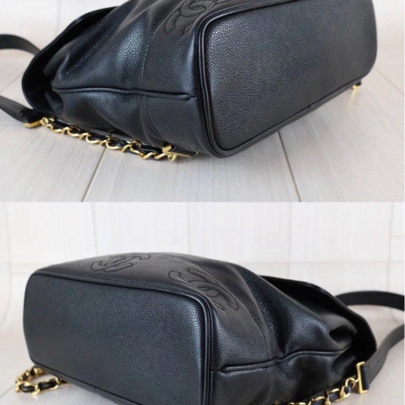 「JL精品代購」 9新 Chanel 香奈兒 黑金 雙肩包-6