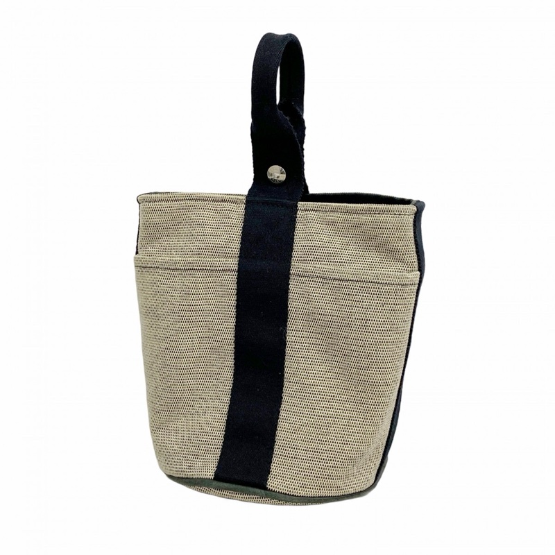 HERMES Saxo PM 絕版 帆布菜籃子 象牙色 x 黑色手提包-6