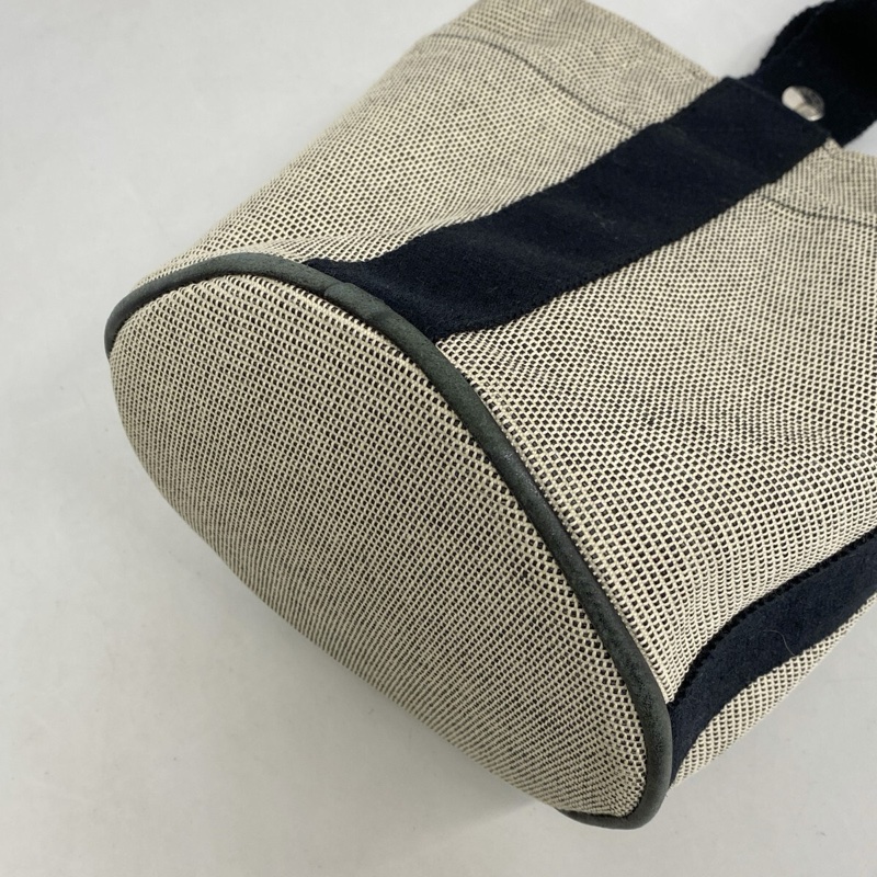 HERMES Saxo PM 絕版 帆布菜籃子 象牙色 x 黑色手提包-13