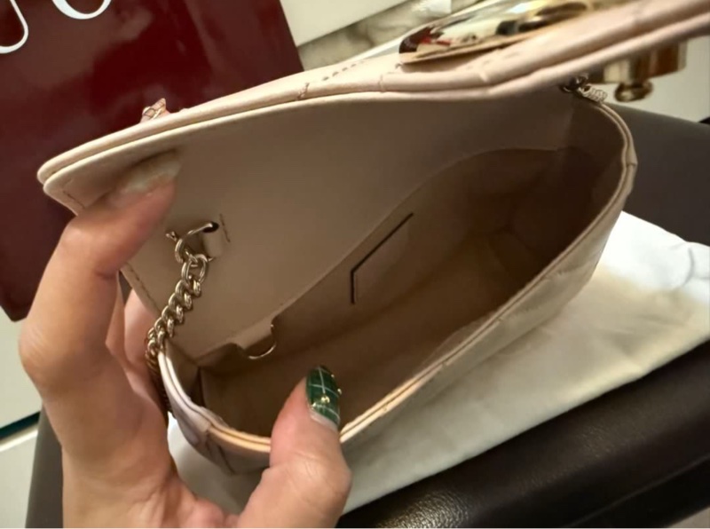 GUCCI 馬夢mini 粉色銀Logo-1