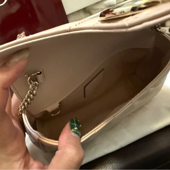 GUCCI 馬夢mini 粉色銀Logo-7