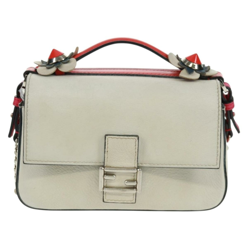 【日本直送】FENDI 鏈條雙環迷你法國棍單肩包 皮革 粉紅色 銀色 正品 bs32459V-1