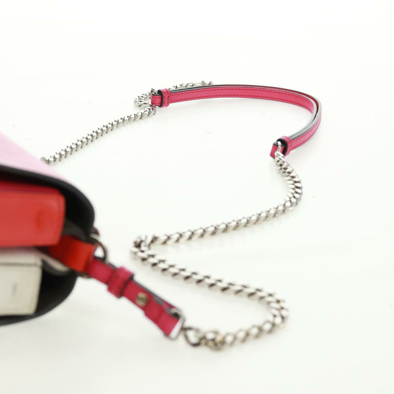 【日本直送】FENDI 鏈條雙環迷你法國棍單肩包 皮革 粉紅色 銀色 正品 bs32459V-8