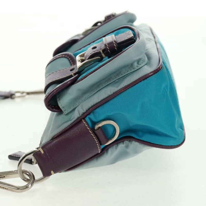 【日本直送】PRADA 尼龍雙肩包 淺藍色 銀色 正品 164216V-2