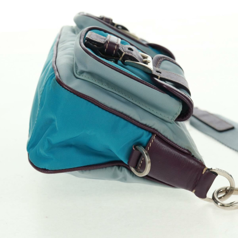 【日本直送】PRADA 尼龍雙肩包 淺藍色 銀色 正品 164216V-3