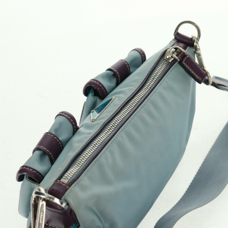 【日本直送】PRADA 尼龍雙肩包 淺藍色 銀色 正品 164216V-5