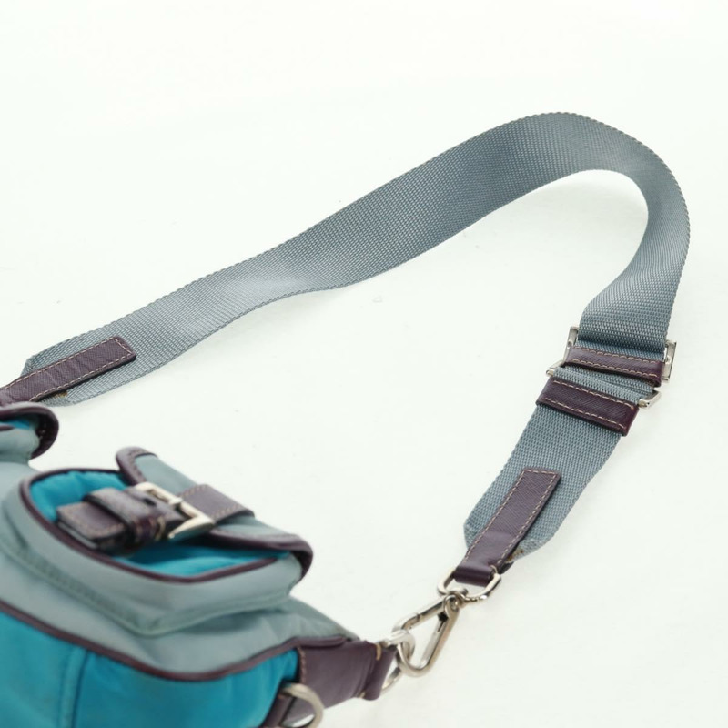 【日本直送】PRADA 尼龍雙肩包 淺藍色 銀色 正品 164216V-8