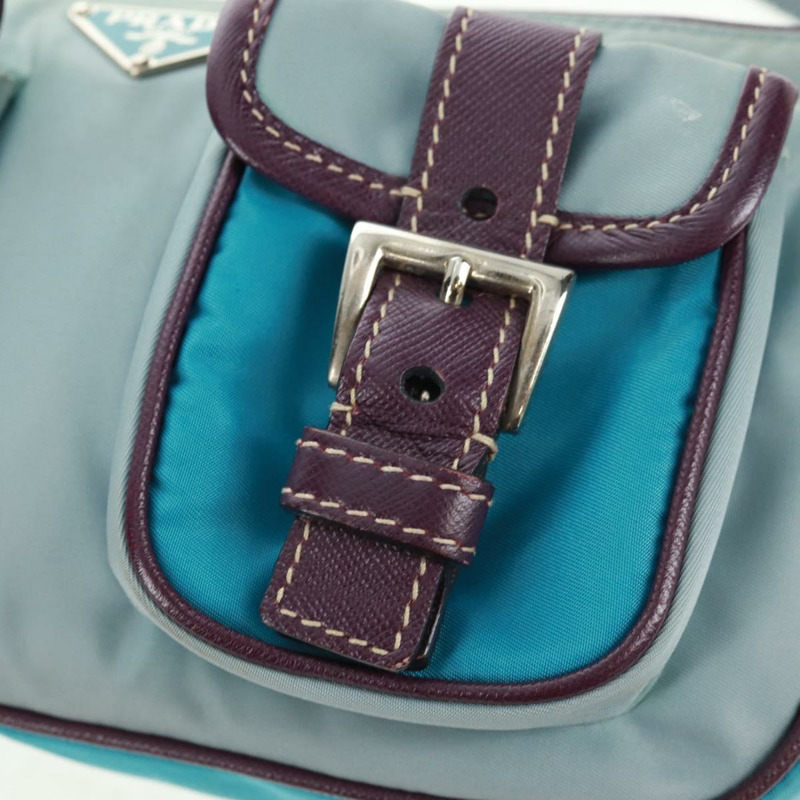 【日本直送】PRADA 尼龍雙肩包 淺藍色 銀色 正品 164216V-18