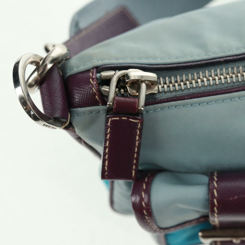 【日本直送】PRADA 尼龍雙肩包 淺藍色 銀色 正品 164216V-21