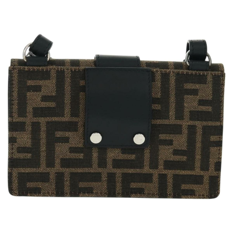 【日本直送】FENDI Zucca帆布單肩包 黑色棕色 正品 165610SAM-1
