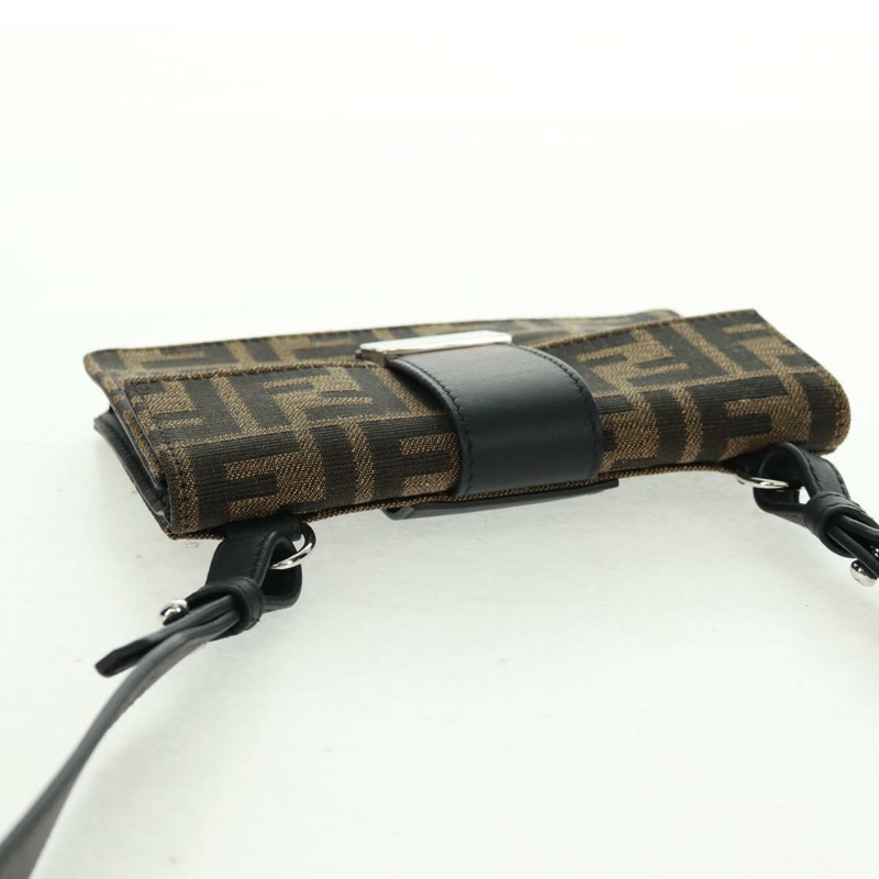 【日本直送】FENDI Zucca帆布單肩包 黑色棕色 正品 165610SAM-5