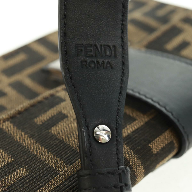 【日本直送】FENDI Zucca帆布單肩包 黑色棕色 正品 165610SAM-7