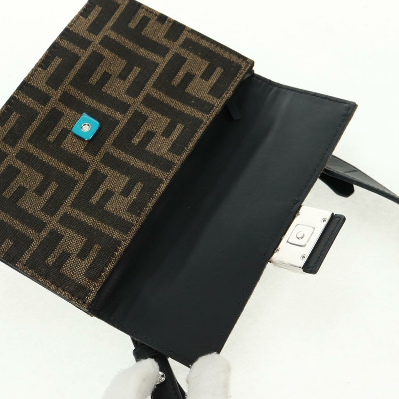 【日本直送】FENDI Zucca帆布單肩包 黑色棕色 正品 165610SAM-8