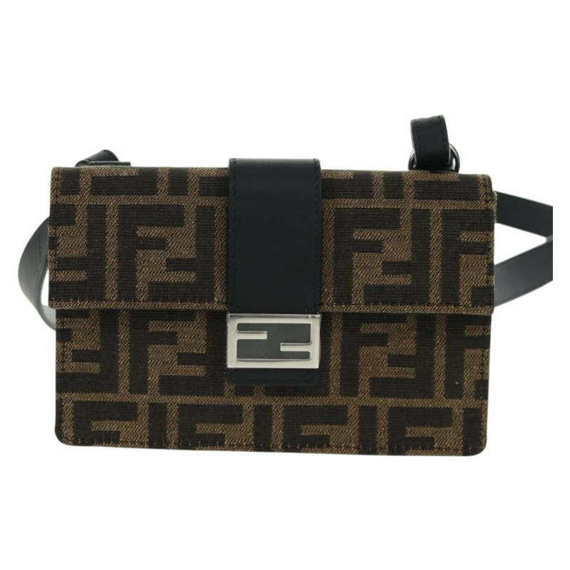 【日本直送】FENDI Zucca帆布單肩包 黑色棕色 正品 165610SAM-12