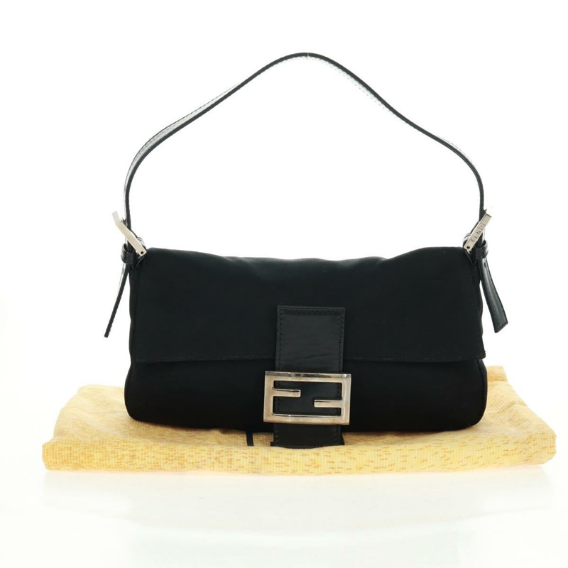 【日本直送】FENDI Mamma 水桶單肩包 Jersey 黑色銀色 Auth am10561V-11