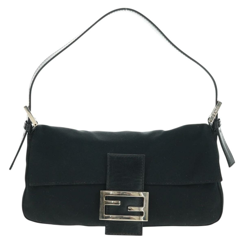 【日本直送】FENDI Mamma 水桶單肩包 Jersey 黑色銀色 Auth am10561V-12