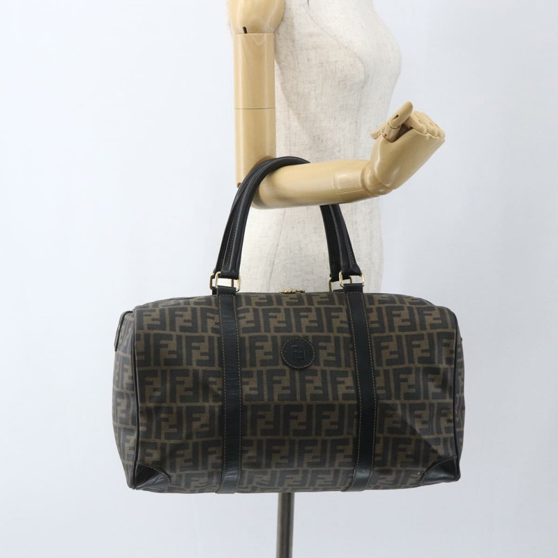 【日本直送】FENDI Zucca 帆布波士頓包棕色黑色正品 157227-20