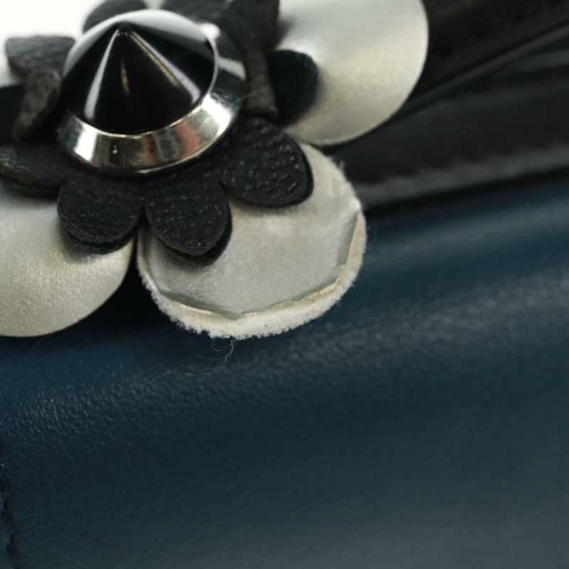 【日本直送】FENDI 雙鏈迷你法國包，皮革材質，黑色、藍色、銀色可選，正品 am10649V-7