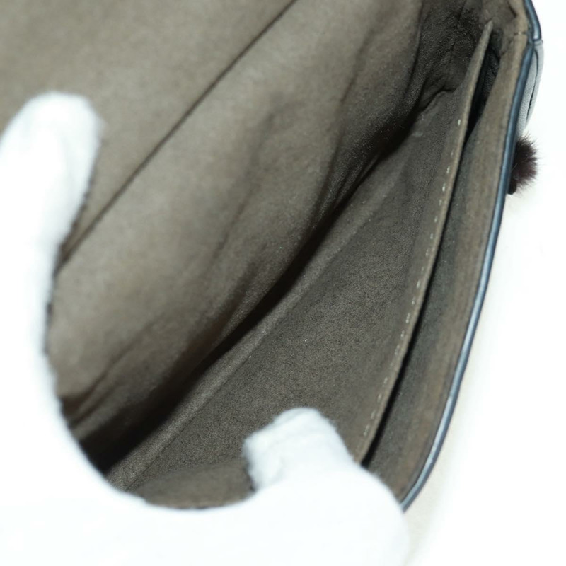 【日本直送】FENDI 雙鏈迷你法國包，皮革材質，黑色、藍色、銀色可選，正品 am10649V-9