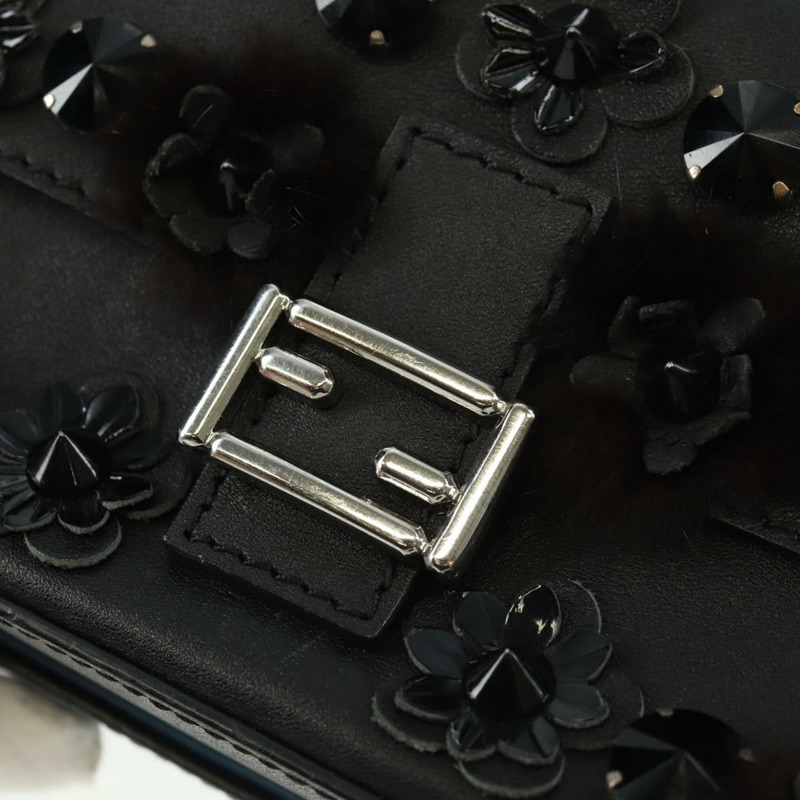 【日本直送】FENDI 雙鏈迷你法國包，皮革材質，黑色、藍色、銀色可選，正品 am10649V-20